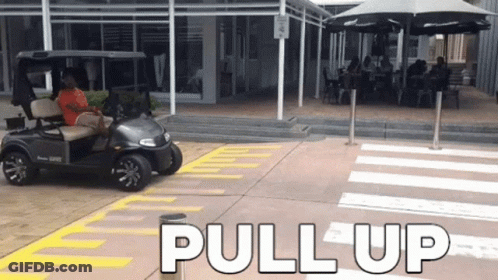 Man In Golf Cart Saying Pull Up GIF