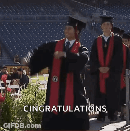 Man In Graduation Cap And Gown Celebrating GIF