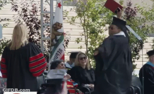 Man In Graduation Cap And Gown Holding Diploma GIF