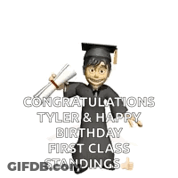 Man In Graduation Cap And Gown Holding Diploma GIF