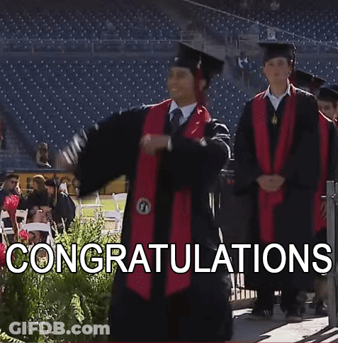 Man In Graduation Cap And Gown Jumping GIF