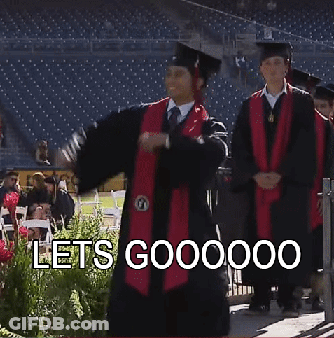 Man In Graduation Cap And Gown Kneeling GIF