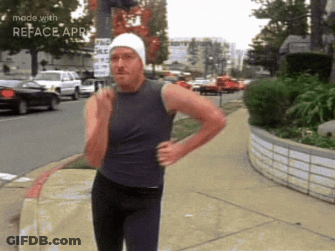 Man In Gray Shirt Speed Walking GIF