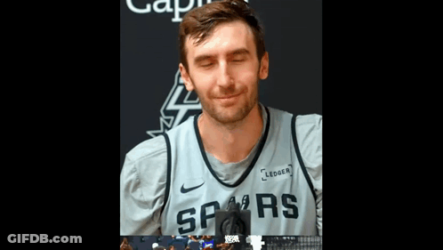 Man In Gray Spurs Basketball Jersey GIF