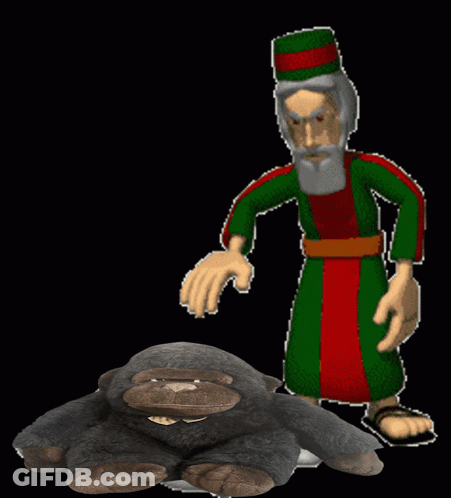 Man In Green And Red Robe Beside Stones GIF