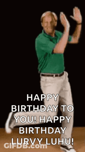 Man In Green And White Dancing Happy Birthday GIF
