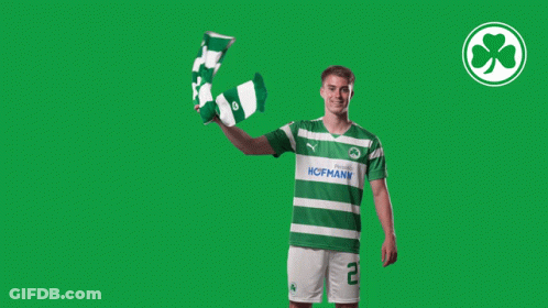 Man In Green And White Hofmann Shirt Holding Scarf GIF
