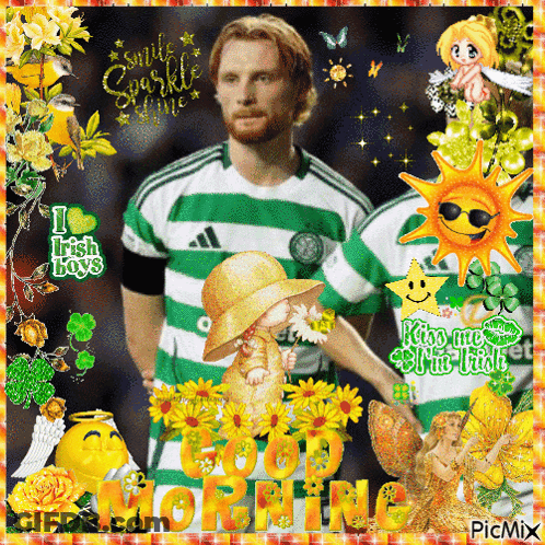 Man In Green And White Striped Shirt Good Morning GIF