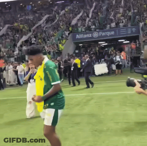 Man In Green And Yellow Jersey On Soccer Field With Allianz Sign GIF