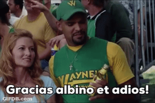 Man In Green And Yellow Jersey Says Gracias Albino Et Adios GIF