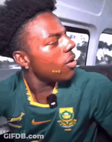 Man In Green And Yellow Nike Shirt Saying Who GIF