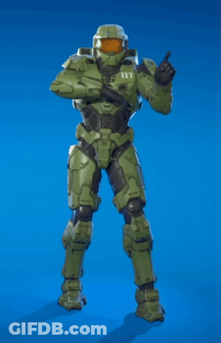 Man In Green Armor With Crossed Arms And Gun GIF