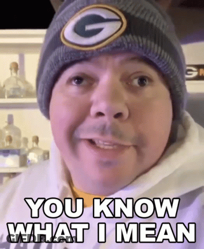 Man In Green Bay Packers Hat Saying You Know What I Mean GIF