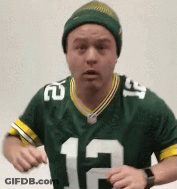 Man In Green Bay Packers Jersey And Beanie Dancing GIF