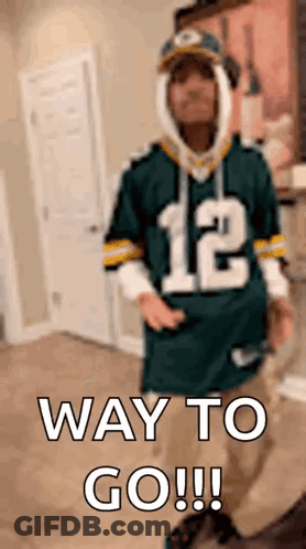Man In Green Bay Packers Jersey Dancing GIF