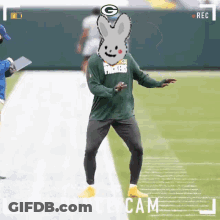 Man In Green Bay Packers Shirt Dancing On Field GIF