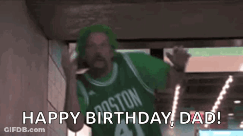 Man In Green Boston Celtics Jersey Saying Happy Birthday Dad GIF