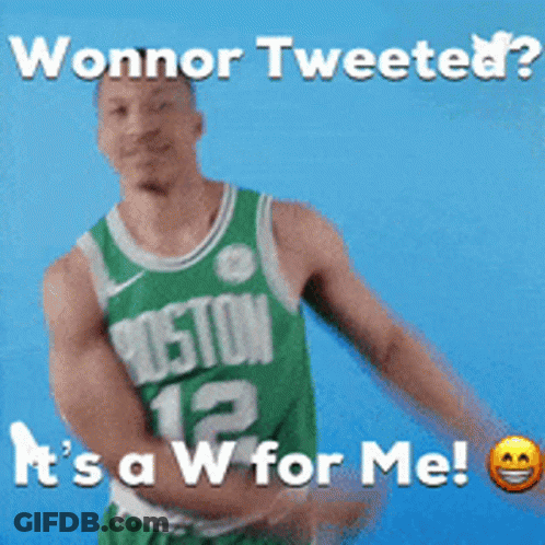 Man In Green Boston Jersey Dancing Wonnor Tweeted It's A W For Me GIF