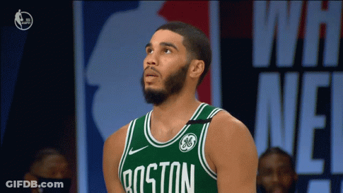 Man In Green Boston Jersey Looking Up GIF
