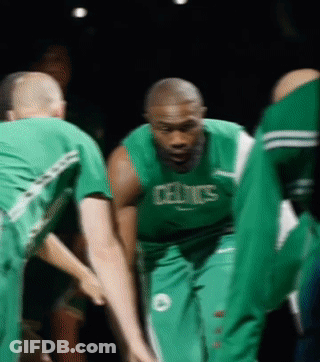 Man In Green Celtics Jersey Huddling GIF