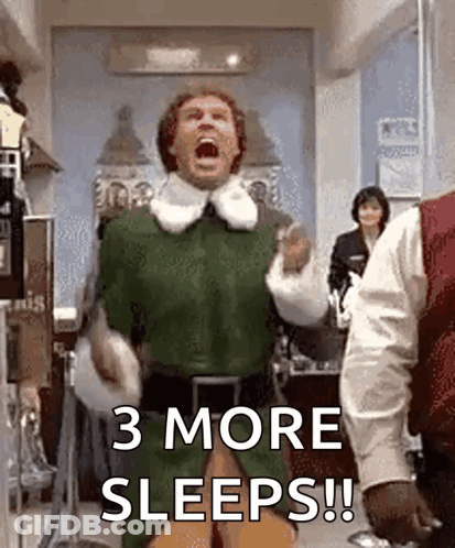 Man In Green Elf Costume Screaming 3 More Sleeps GIF
