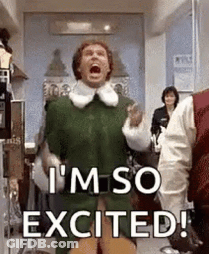 Man In Green Elf Costume Screaming I'm So Excited GIF