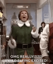 Man In Green Elf Costume Screaming GIF