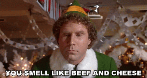 Man In Green Elf Costume You Smell Like Beef And Cheese GIF