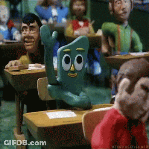 Man In Green Gumby Costume GIF