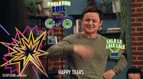 Man In Green Happy Tears Shirt GIF