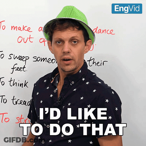 Man In Green Hat And Black Shirt Says I'd Like To Do That GIF