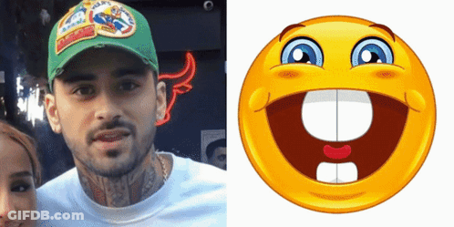 Man In Green Hat Next To Smiley Face GIF