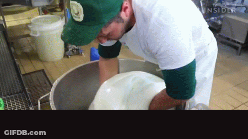 Man In Green Hat Pouring Into Pot GIF