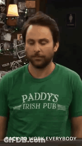 Man In Green Irish Pub Shirt GIF