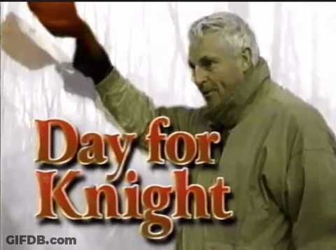 Man In Green Jacket Holding Red Hat Day For Knight GIF