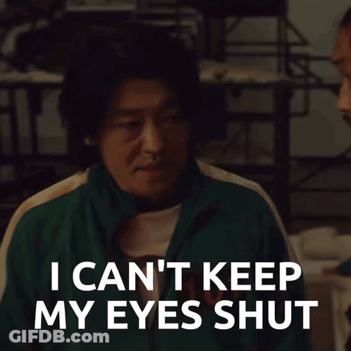 Man In Green Jacket Saying I Can't Keep Eyes Shut GIF