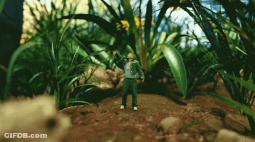 Man In Green Jacket Standing In Lush Green Field GIF
