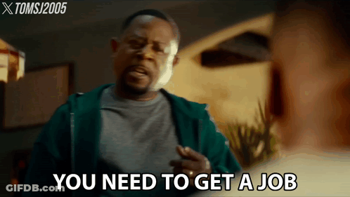 Man In Green Jacket Telling Another You Need A Job GIF