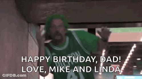 Man In Green Jersey Saying Happy Birthday Dad GIF