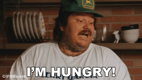 Man In Green John Deere Hat Says I'm Hungry GIF