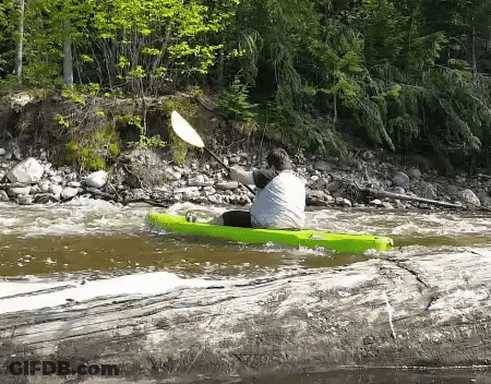 Man In Green Kayak With Paddle GIF