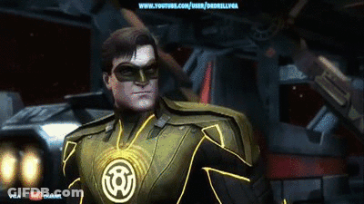 Man In Green Lantern Costume In Front Of YouTube Banner GIF