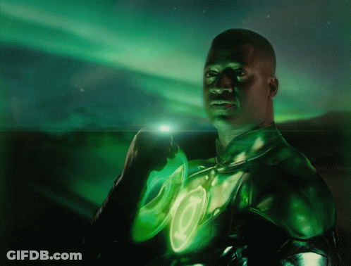 Man In Green Lantern Costume With Krypton Caged GIF