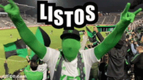 Man In Green Mask And Gloves Saying Listos GIF