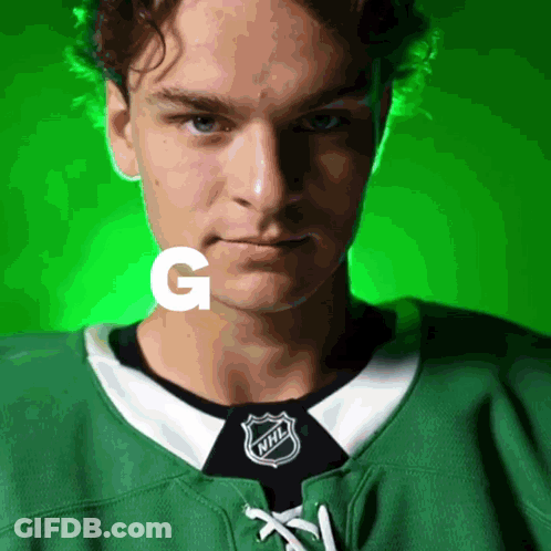 Man In Green NHL Jersey With Letter G GIF
