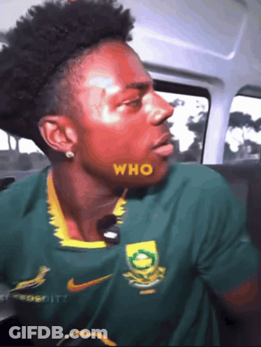 Man In Green Nike Shirt Saying Who GIF