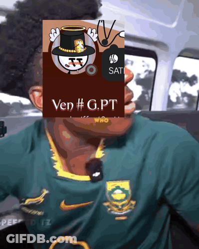 Man In Green Nike Shirt With Ven # G.pt Cartoon GIF