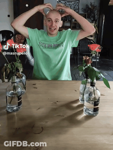 Man In Green Rick And Morty Shirt GIF