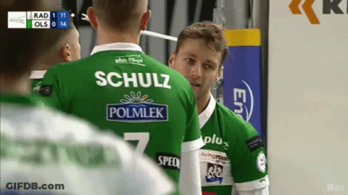 Man In Green Schulz Polmlek Jersey Talking GIF