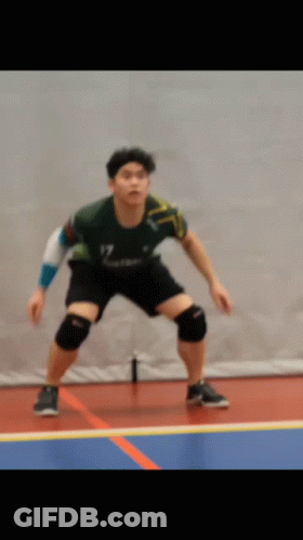 Man In Green Shirt 17 Playing Volleyball GIF